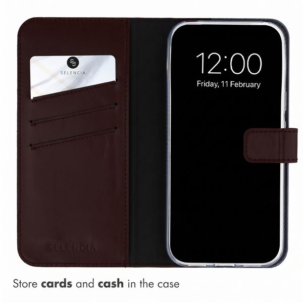 Selencia Genuine Leather Wallet Case Google Pixel 11 / 11 Pro - Dark Brown