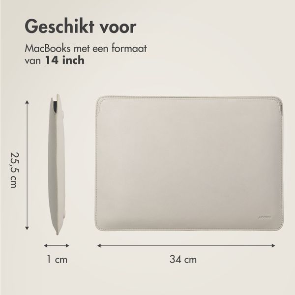 Accezz Leather Laptop hoes Apple MacBook 14 inch - Laptopsleeve - Beige