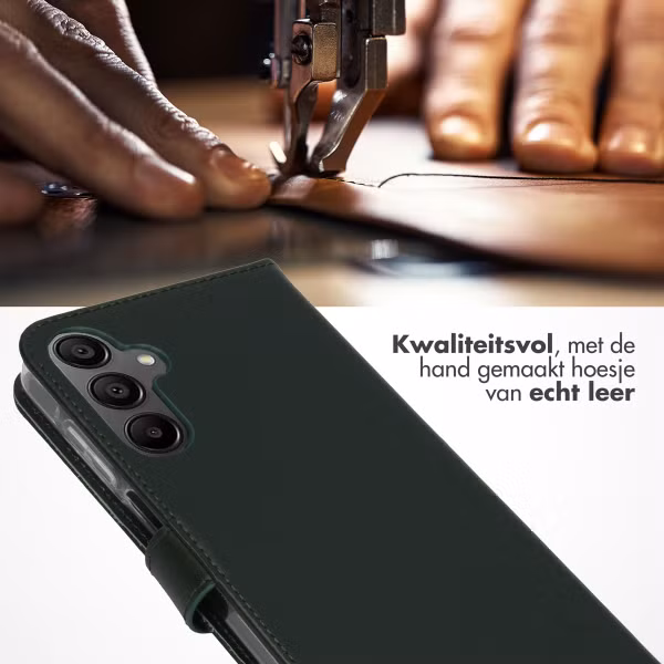 Selencia Echt Leren Bookcase Samsung Galaxy A15 (5G/4G) - Groen