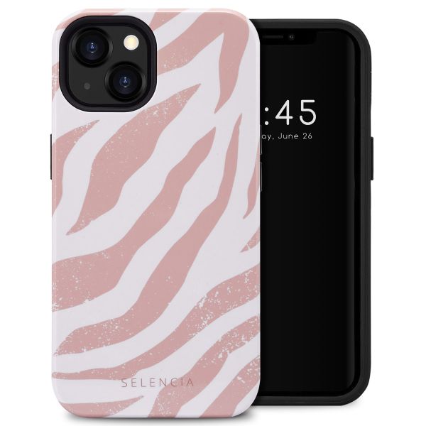 Selencia Vivid Tough Backcover iPhone 13 - Colorful Zebra Old Pink