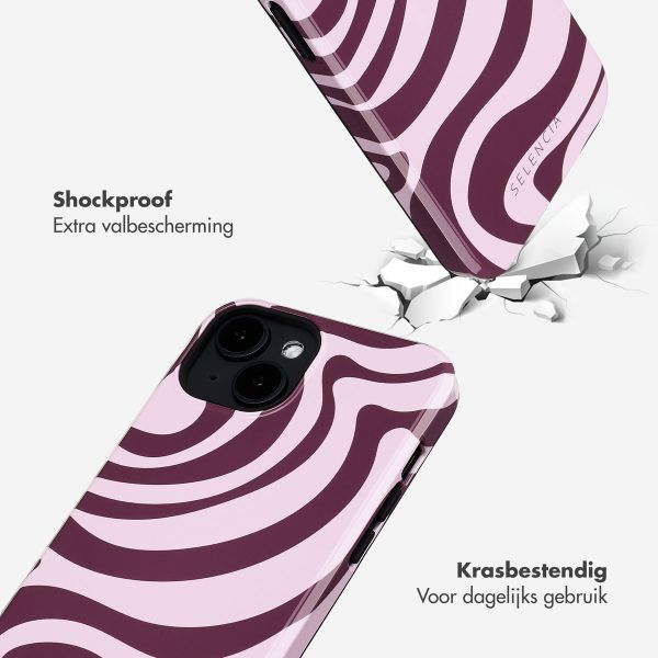 Selencia Vivid Tough Backcover met MagSafe iPhone 14 - Wavy Swirl Pink Plum