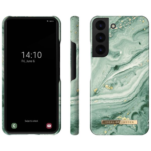 iDeal of Sweden Fashion Backcover Samsung Galaxy S22 - Mint Swirl Marble