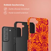 Selencia Vivid Tough Backcover Samsung Galaxy S21 FE - Tropical Vibes Apricot