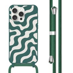 imoshion Siliconen design hoesje met koord Apple iPhone 15 Pro Max - Petrol Green Groovy