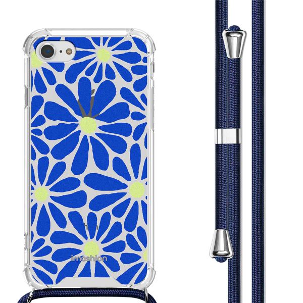 imoshion Design hoesje met koord Apple iPhone SE (2022 / 2020) / 8 / 7 - Cobalt Blue Flowers Connect