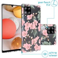 imoshion Design hoesje Samsung Galaxy A42 - Bloem - Roze / Groen