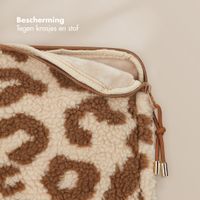 Selencia Teddy Laptop hoes 13-14 inch - Laptopsleeve - Vanilla Leopard