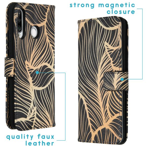 imoshion Design Softcase Bookcase Huawei P30 Lite - Golden Leaves