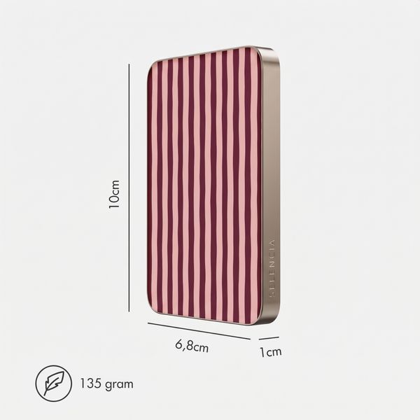 Selencia Vivid Powerbank 5.000 mAh - Draadloze Powerbank - MagSafe en Qi - Desert Gold / Bonbon Stripe Raspberry