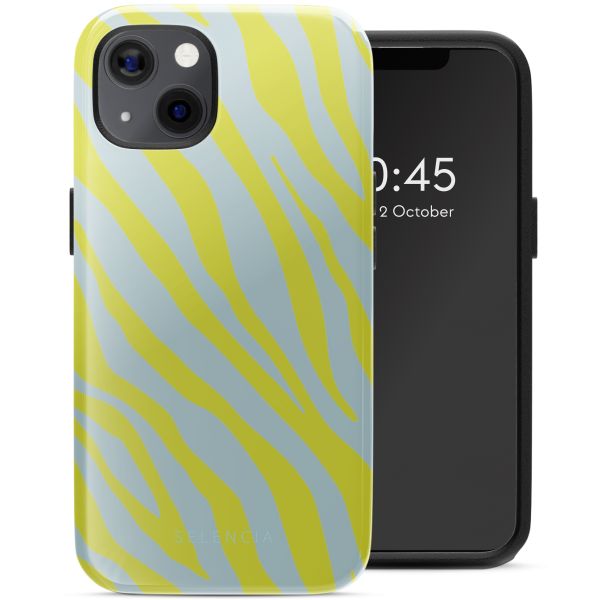 Selencia Vivid Tough Backcover met MagSafe iPhone 13 - Zebra Winter Sky Titanium Yellow