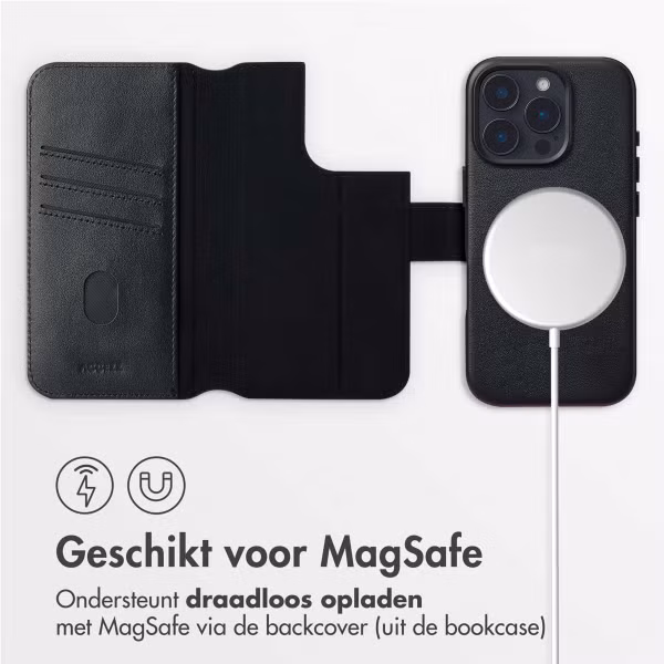 Accezz Leather Bookcase 2-in-1 met MagSafe Apple iPhone 16 Pro Max - Onyx Black