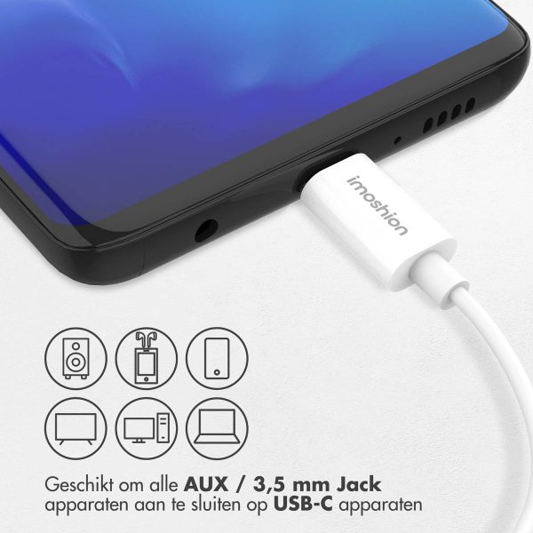 imoshion AUX kabel - 3,5 mm / Jack audio naar USB-C kabel - Male to USB-C - 1 meter - Wit