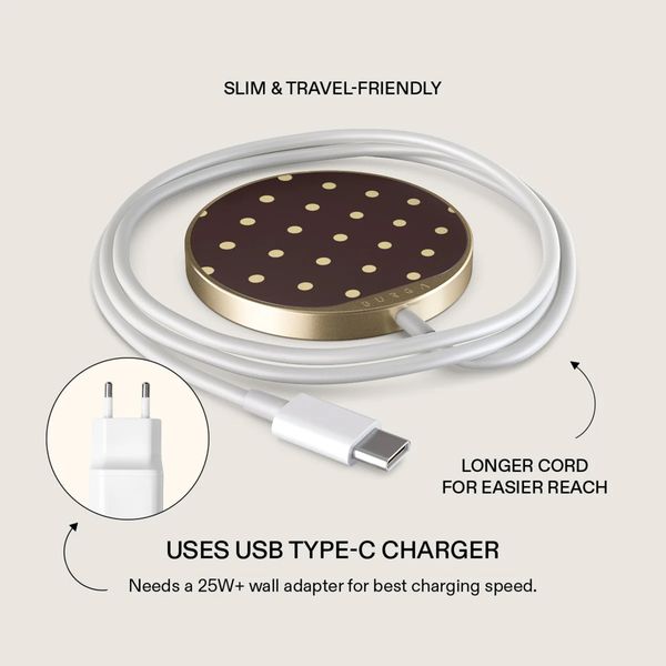 Burga Wireless Magnetic Charger - MagSafe and Qi2 - Sorry Busy / Gold