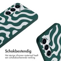 imoshion Siliconen design hoesje met koord Samsung Galaxy S25 Plus - Petrol Green Groovy