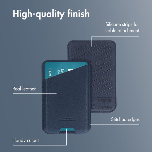 Accezz Magnetic Leather Card Holder - Compatible with Apple Find My - Nightfall Blue