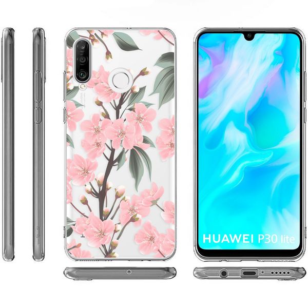 imoshion Design hoesje Huawei P30 Lite - Bloem - Roze / Groen