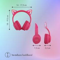 imoshion Draadloze Kinderkoptelefoon LED Light Cat Ear - Decibelbegrenzer - Met AUX kabel - Hot Pink