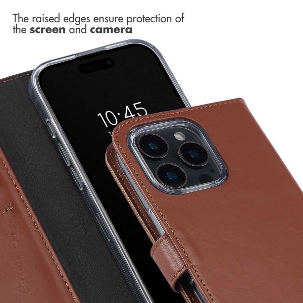 Selencia Genuine Leather Book Case Apple iPhone 16 Pro Max - Light brown