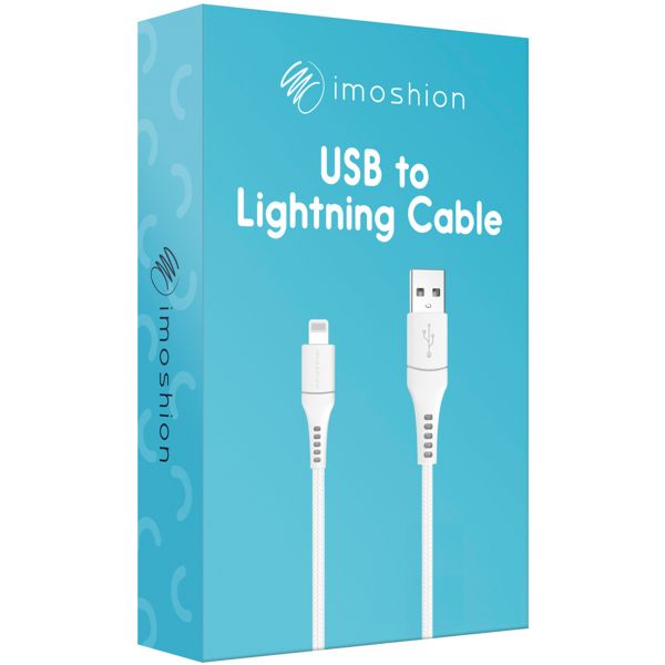 imoshion Lightning naar USB kabel - Non-MFi - Gevlochten textiel - 3 meter - Wit