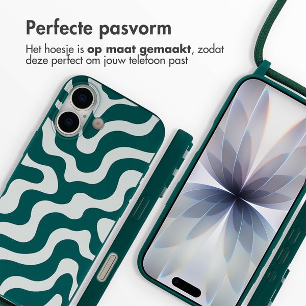 imoshion Siliconen design hoesje met koord Apple iPhone 17 - Petrol Green Groovy