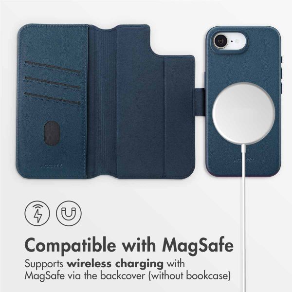 Accezz 2-in-1 Leather Bookcase with MagSafe Apple iPhone 17e / 16e - Nightfall Blue