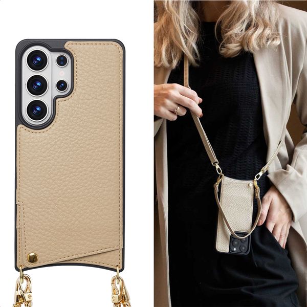 Selencia Nova Phone Case with Cord and Card Holder Samsung Galaxy S26 Ultra - Beige