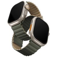 Uniq Revix dubbelzijdig bandje Apple Watch Series 1 t/m 11 / SE / Ultra (44/45/46/49 mm) - Moss Green / Tan