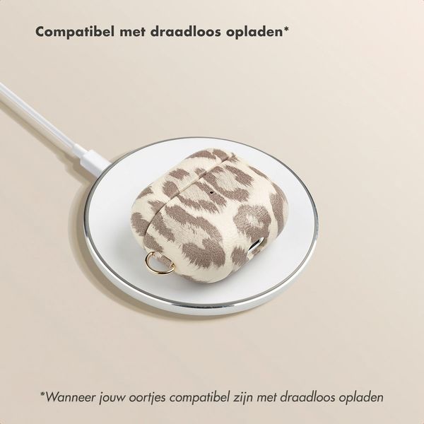 Selencia Sabi Case met panterprint  Apple Airpods 3 - Soft Ivory