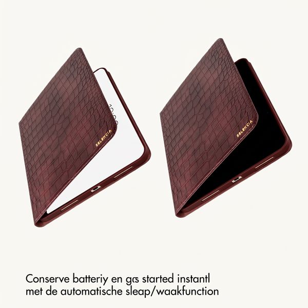 Selencia Croco Bookcase Apple iPad 11 (2025) 11 inch A16 / iPad 10 (2022) 10.9 inch - Burgundy