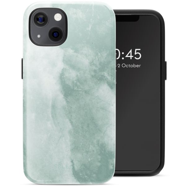 Selencia Vivid Tough Backcover met MagSafe iPhone 13 - Marble Grayed Jade