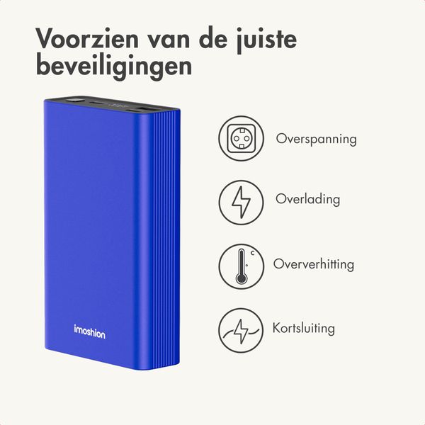 imoshion Ultra Series Aluminium Powerbank 20.000 mAh - Quick Charge en Power Delivery - Cobalt Blue