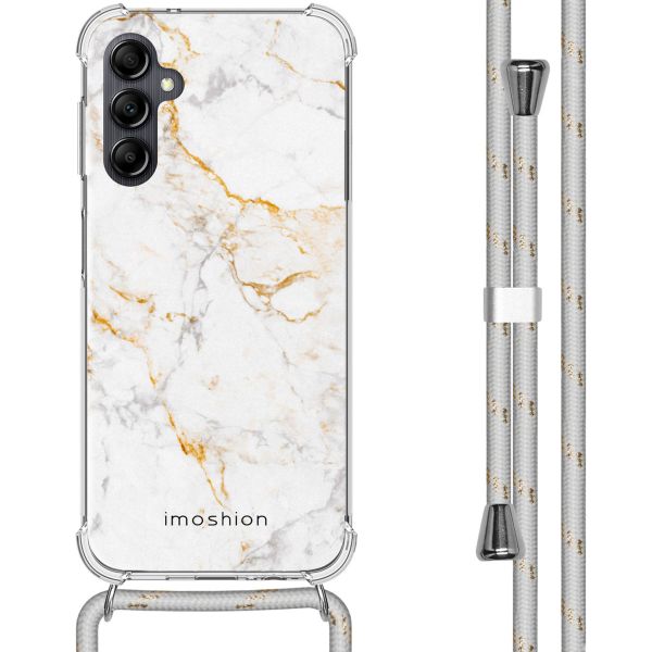 imoshion Design hoesje met koord Samsung Galaxy A14 (5G/4G) - White Marble