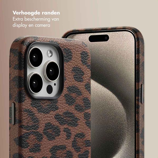 Selencia Sabi Backcover Panterprint met MagSafe Apple iPhone 15 Pro Max - Mocha Brown