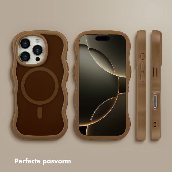 Selencia Wavy Backcover met MagSafe Apple iPhone 16 Pro - Mocha Brown