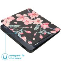 imoshion Design Slim Hard Case Sleepcover met stand Kobo Libra H2O - Blossom Watercolor Black