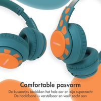 imoshion Kids Dino Bluetooth Headphones - Kinder koptelefoon met decibelbegrenzer - Draadloze koptelefoon + AUX kabel - Petrol Green / Orange