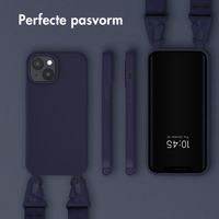 Selencia Siliconen hoesje met afneembaar koord Apple iPhone 15 - Donkerblauw