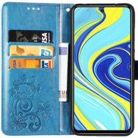 Klavertje Bloemen Bookcase Redmi Note 9 Pro / 9S - Turquoise