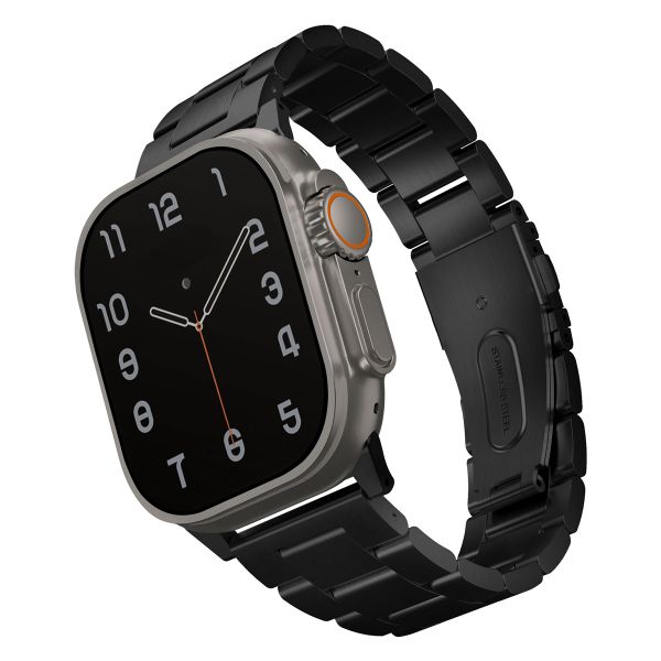 Uniq Osta Stalen band met zelf-verstelbare links Apple Watch Series 1 t/m 10 / SE / Ultra (2) (44/45/46/49 mm) - Midnight Black