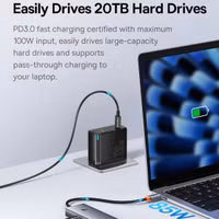 Baseus UltraJoy 5-in-1 USB-C Hub - 100 Watt opladen - 1000Mbps - Docking station - Space Grey