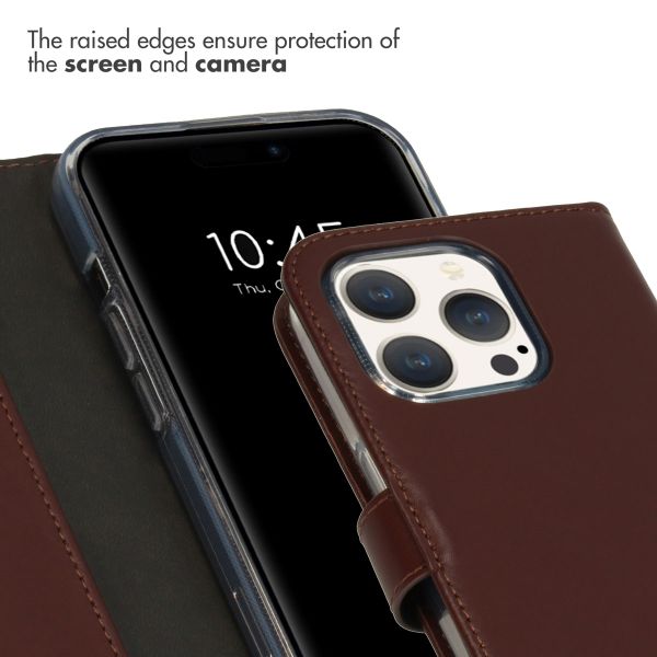 Selencia Genuine Leather Book Case Apple iPhone 15 Pro - Brown
