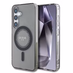 Guess MagSafe IML Rhinestones Case Samsung Galaxy S25 - Zwart