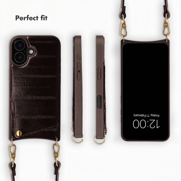 Selencia Nova Real Leather Back Cover with Card Holder Apple iPhone 16 - Dark Chocolate