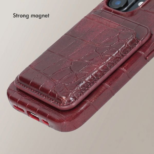 Selencia Croco Card Holder with MagSafe - Burgundy