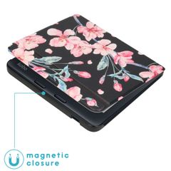 imoshion Design Slim Hard Case Sleepcover met stand Kobo Libra 2 / Tolino Vision 6 - Blossom Watercolor Black