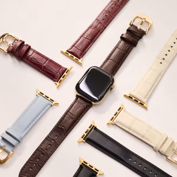 Burga Genuine Leather Band Apple Watch Series 1 - 11 / SE / Ultra (44/45/46/49 mm) - Espresso / Gold
