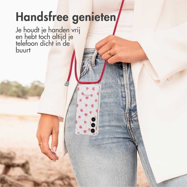 imoshion Design hoesje met koord Samsung Galaxy S23 - Dusty Rose Connected Hearts