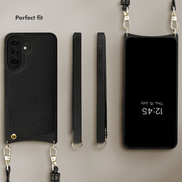 Selencia Nova Phone Case with Cord and Card Holder Samsung Galaxy A37 (5G) - Black