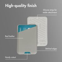Accezz Magnetic Leather Card Holder - Compatible with Apple Find My - Light Grey
