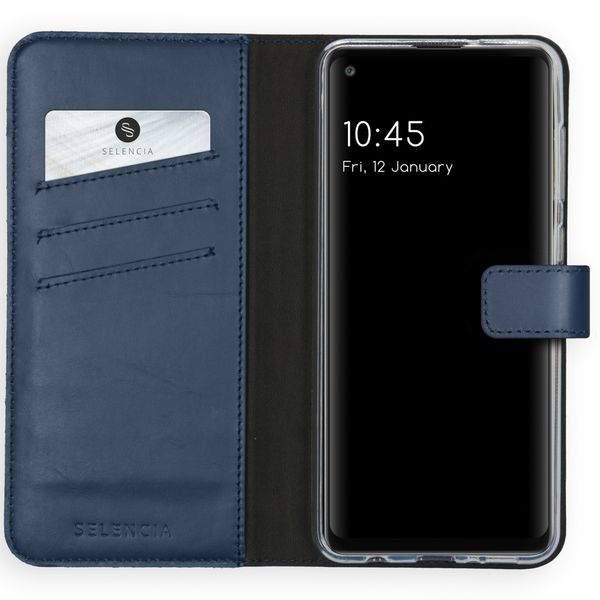Selencia Echt Leren Bookcase Samsung Galaxy A21s - Blauw